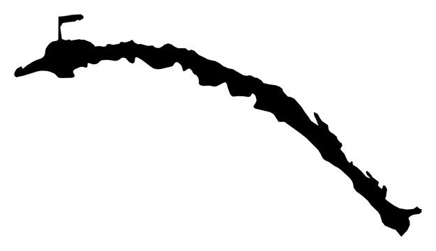 A contour map of Guna Yala Comarca. Panamanian indigenous territory silhouette