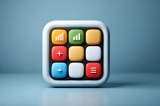 Colorful app icon with data visualization symbols, modern design, flat style, suitable for mobile applications and user interfaces