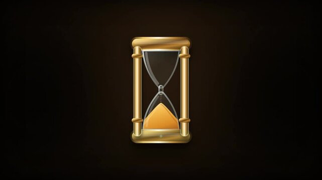 Golden hourglass time management sand timer with flowing sand.