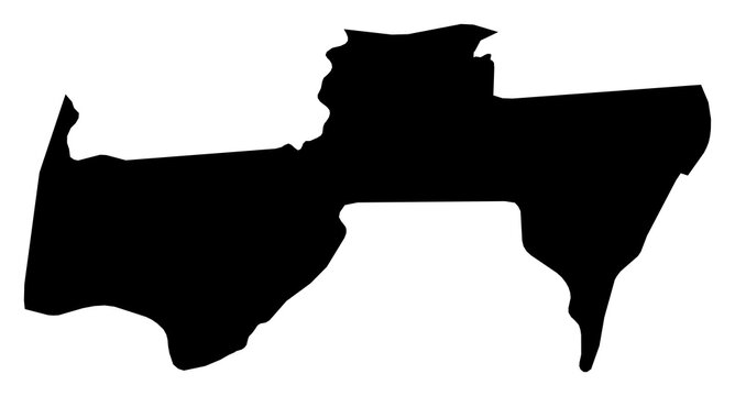 A contour map of Para District. Surinamese district silhouette