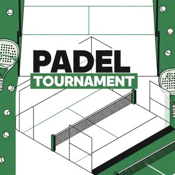 Padel Tournament Promotional Graphic With Racquets And Balls In Isometric View