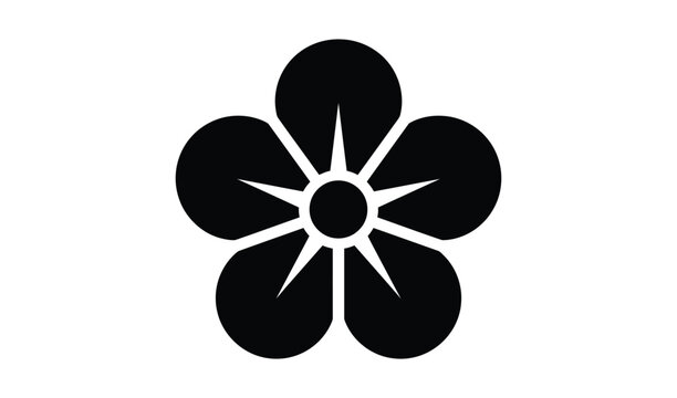 Japanese plum blossom icon, ume mon, traditional floral symbol, vector illustration vector