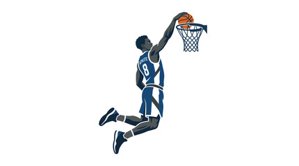 Basketball Player Dunking Ball into Hoop © Semut