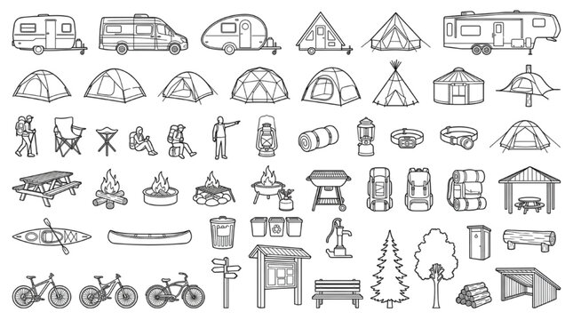 Camping CAD Block Collection with Caravans Tents and Outdoor Equipment