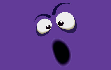 Naklejka premium A high-quality digital vector illustration of a purple cartoon face displaying a shocked or surprised expression. The clean lines and bold color make this an effective visual asset for UI elements.