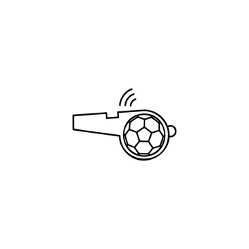 Sports referee whistle icon with soccer ball element for game match