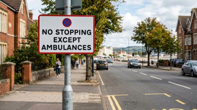 No Stopping Except Ambulances Street Sign In Town A Critical Roadside Warning
