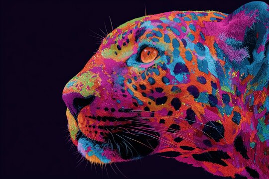 colorful artistic animal print with neon leopard spots