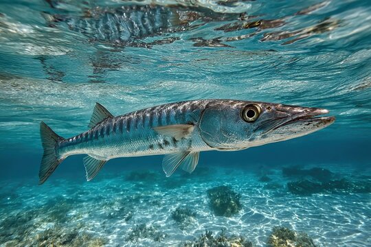 fierce barracuda hunting swiftly in tropical waters