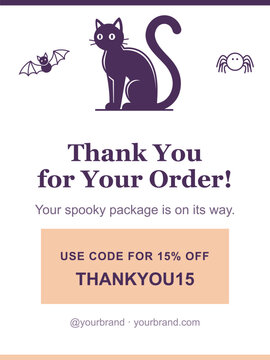 Halloween themed order confirmation email design with black cat