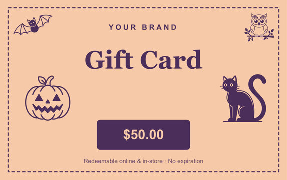 Halloween-themed gift card template design for e-commerce promotions
