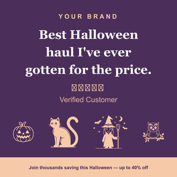 Spooky Halloween Sale Ad Template with Customer Review