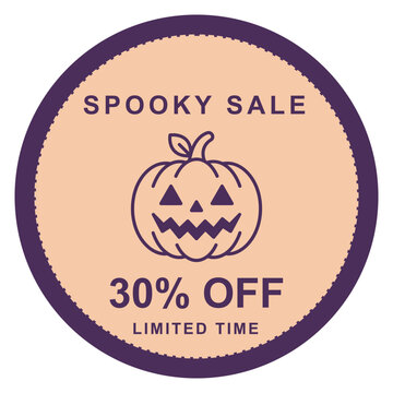 Halloween sale badge with pumpkin and 30 percent off
