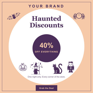 Halloween sale banner template with 40% off discount offer illustration