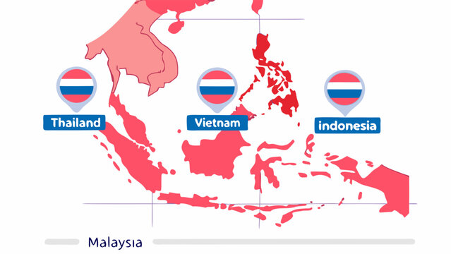 Infographic Map of Southeast Asia with Thailand Vietnam and Indonesia