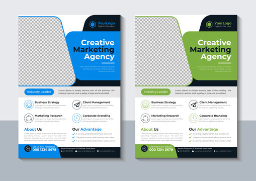 Creative marketing agency website mockup flyer design template