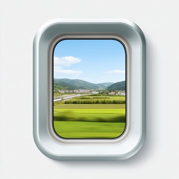 Breathtaking aerial perspective of vibrant green fields and gentle hills under a clear blue sky during the day