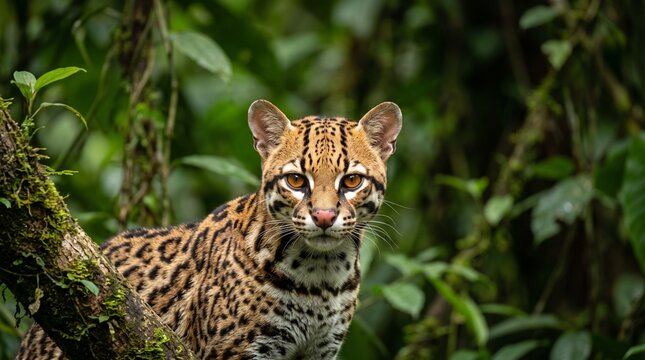 ocelot portrait direct eye contact