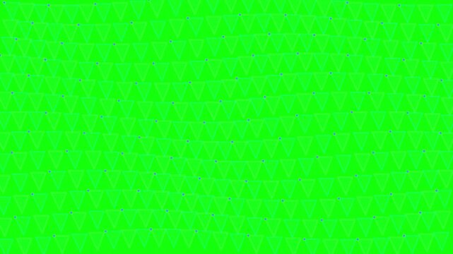 Moving geometric triangle mesh pattern on green background