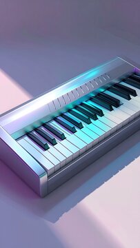 Sleek electronic keyboard with metallic finish and colorful ambient lighting