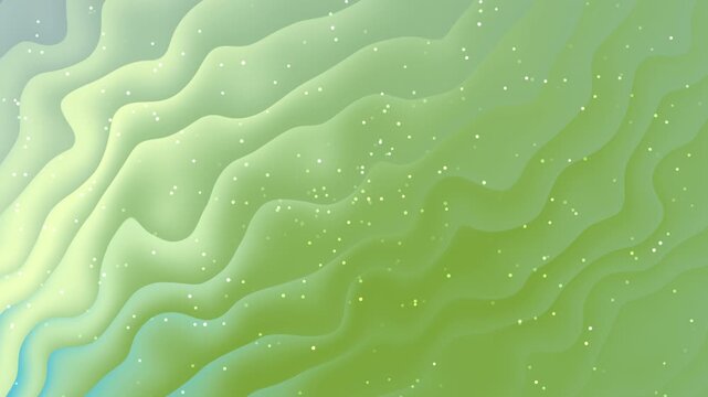 Green wavy layers light dots abstract pattern with smooth texture. Suitable for backgrounds, digital art prints, web design projects.