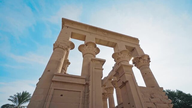 The ancient and historical Philae Temples complex in Aswan, which was built by the ancient Egyptian pharaohs. It was built during the third century BC. it built to worship the goddess "Isis" - Egypt.