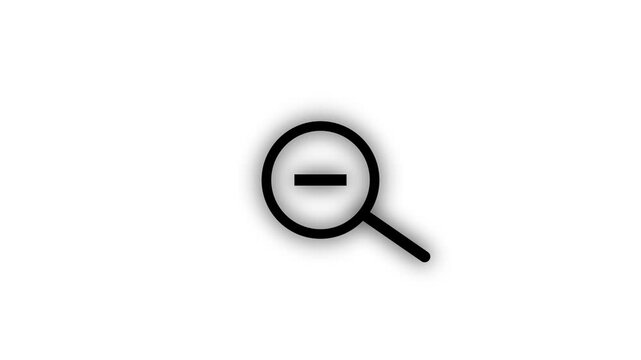 Glowing Cyan Zoom Out Magnifying Glass Icon Animation on Isolated white Background video...