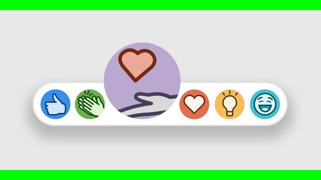 Animated Social Media Reaction Icons with Pop-up Effect on White Bar