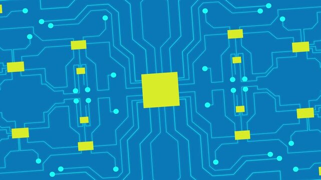 Blue Circuit Board Technology Background with Microchip