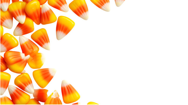 Halloween candy corn border on gray