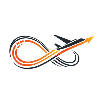 Minimalist infinity loop airplane flight logistics aviation vector logo