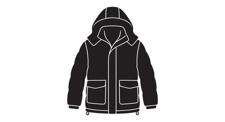 Winter parka jacket silhouette against a white background © MD
