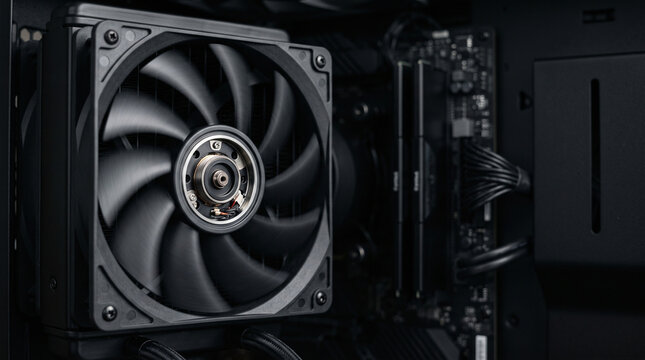 High Performance Computer Cooling Fan Running Inside Desktop PC