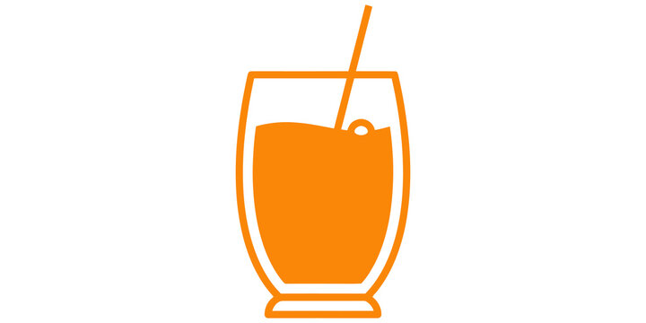 Orange juice glass with straw symbol vector illustration isolated on transparent background