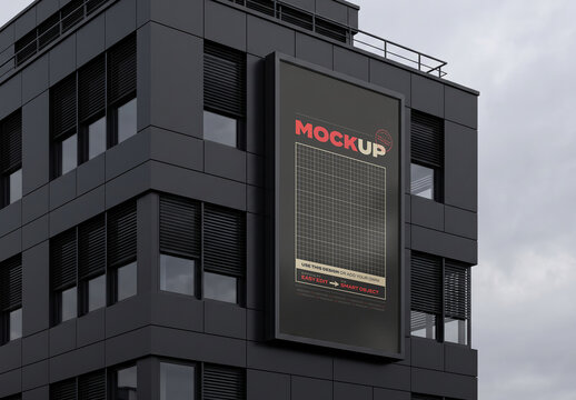Architectural Facade Advertising Vertical Mockup