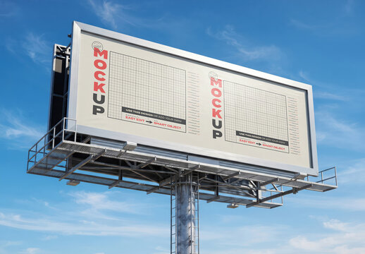 Big Horizontal Outdoor Billboard Advertising Branding Mockup