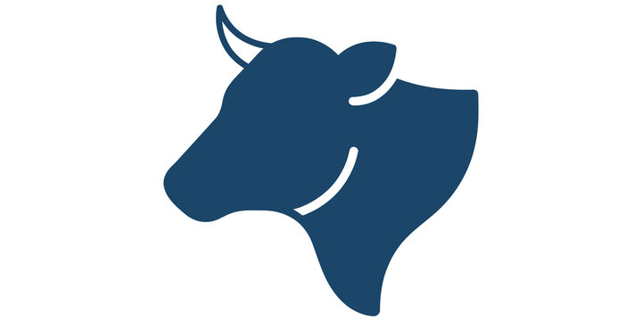 Bull head animal silhouette logo icon isolated on transparent background