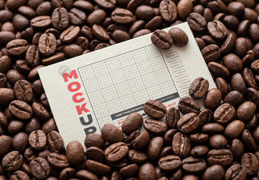 Card with Coffee Grains Mockup