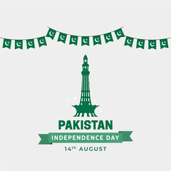 Obraz premium Pakistan Independence Day Greeting Banner 14 August Festive Background
