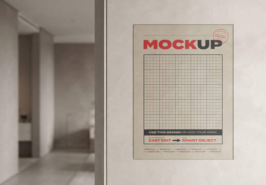 Plaque embedded on Marble Wall Mockup