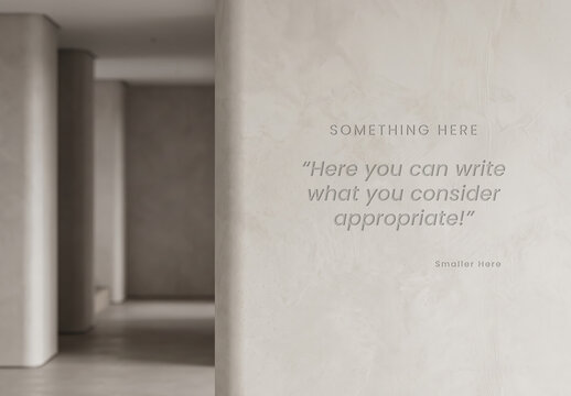 Phrase Design Quote Carved in Marble Wall Mockup
