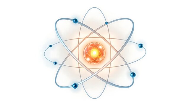 Abstract atom model icon illustration with molecule chemistry scientific education research
