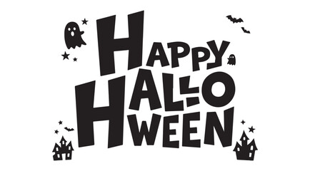 Happy halloween silhouette lettering typography vector illustration © Takia