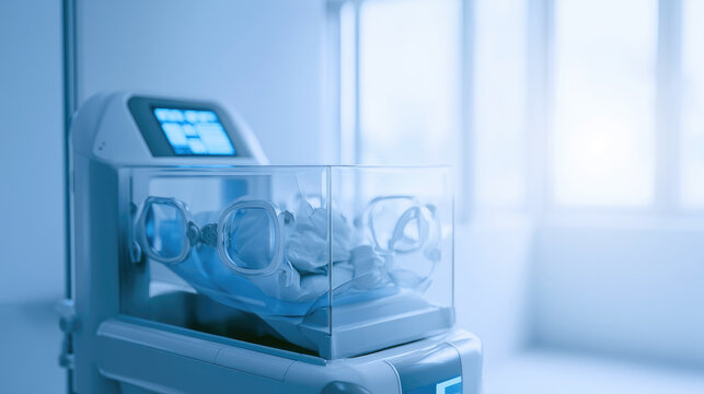Neonatal incubator hospital ward baby incubator medical device infant care newborn care premature infant digital monitor sterile room modern equipment hospital bed