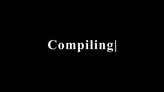 Compiling text appearing on screen with cursor blinking in digital interface design.