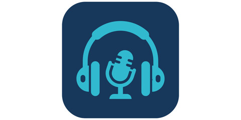 Fototapeta premium podcast microphone and headphones icon isolated on transparent background