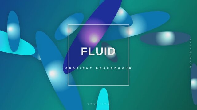 Fluid gradient background with blue and teal oval shapes. Abstract motion graphics animation. Modern geometric composition for digital displays.