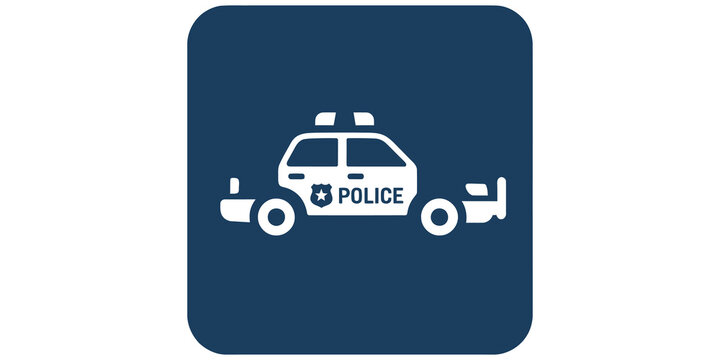 blue police car vehicle icon silhouette isolated on transparent background
