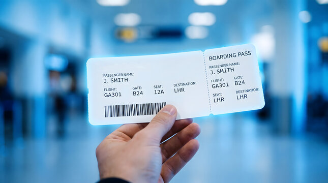 Boarding pass held by a traveler creates a sense of anticipation for an upcoming international flight departure.