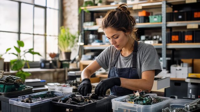 Entrepreneur Presenting Circular Economy Business Model on Whiteboard to Team